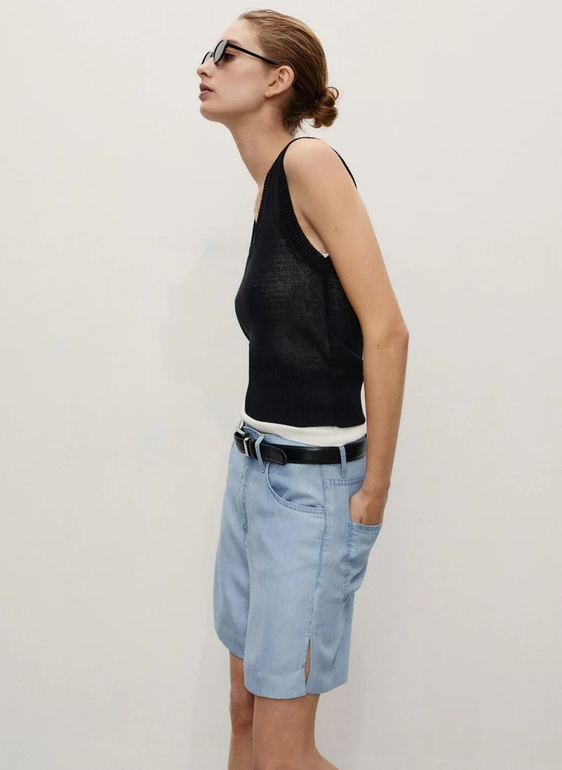 MANGO  straight-fit lyocell bermuda shorts for Women | Best Price UAE